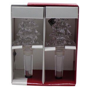 Mikasa Austrian Lead Crystal Christmas Tree Motif Bottle Stoppers Set-2 NIB